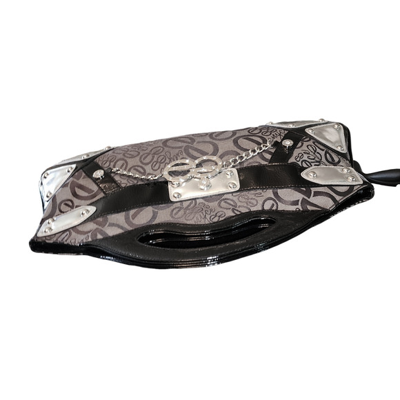 Enyce canvas and patent leather clutch evening bag purse handbag - Picture 8 of 9